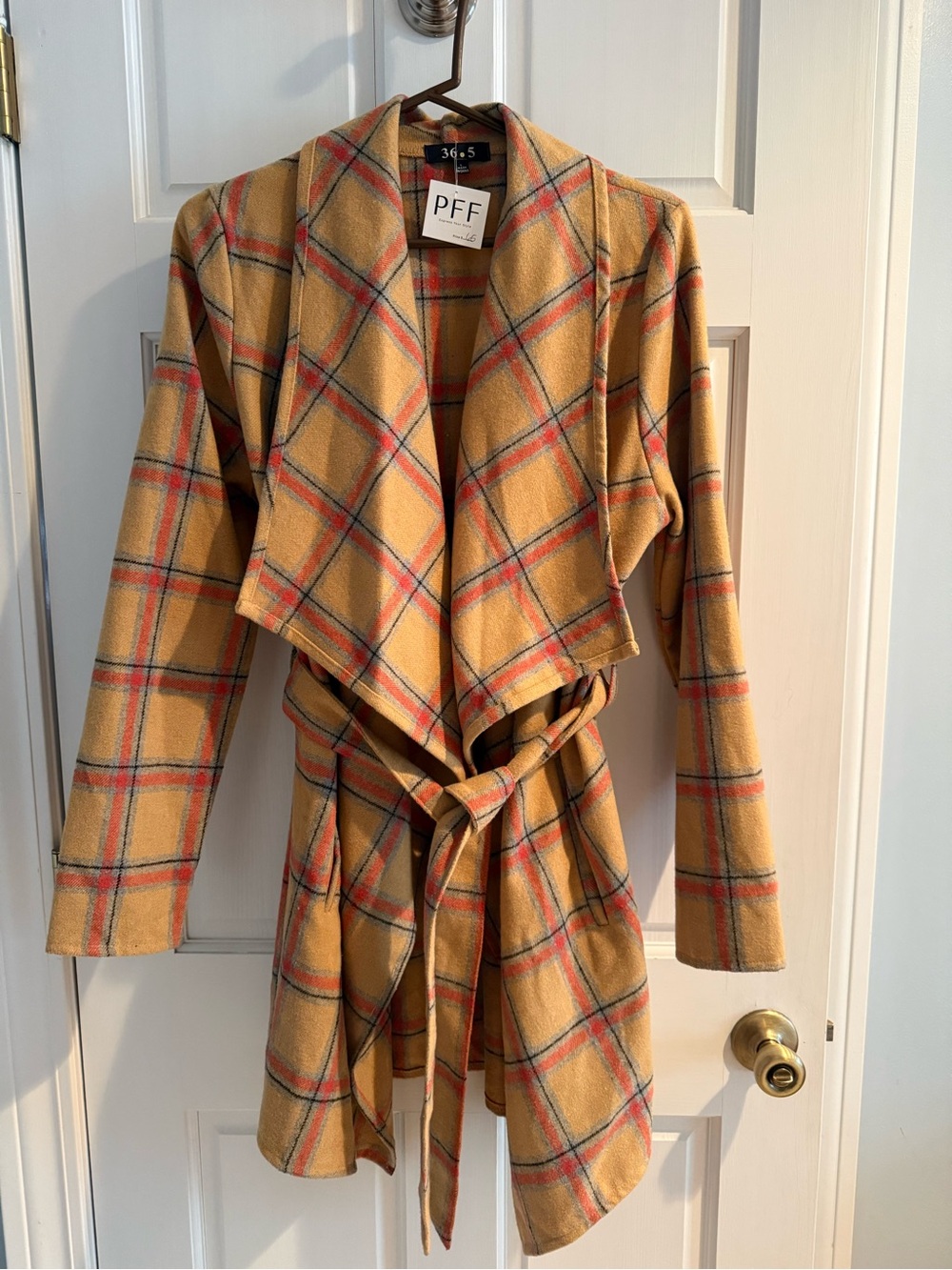 NWT 36 Point 5 Plaid Lightweight Wrap Jacket Size L